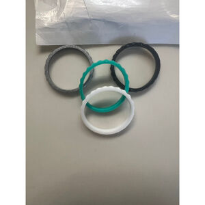 NWOT ThunderFit Silicone Wedding Rings 4-Pack Gray Black White Teal Size 10